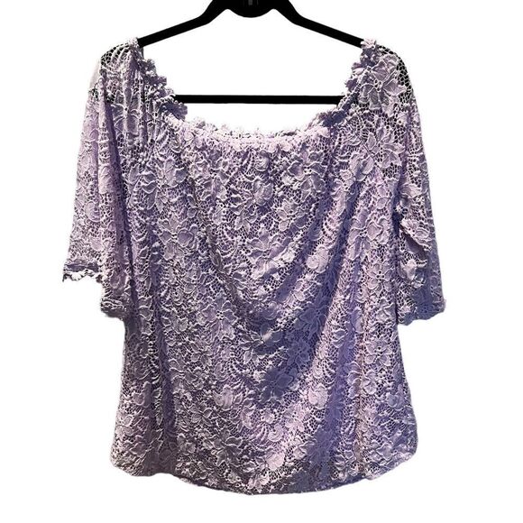 Women's Miholl Lavender Lace Blouse Off Shoulder Size XXL - Picture 2 of 12